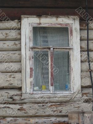 Alone aged ruined urban window