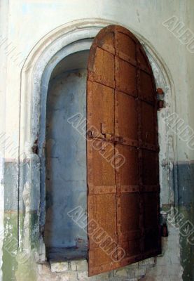 Ancient metal doorway of monastery