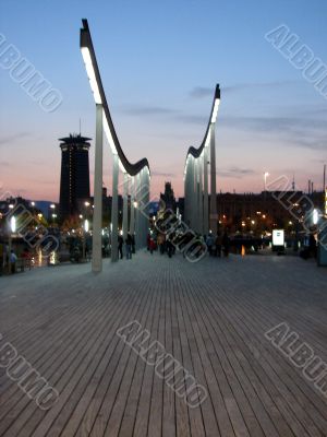 Night port. Bridge. Barcelona