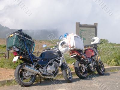 Bikes on a mountain road