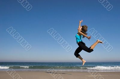 Jumping on the beach