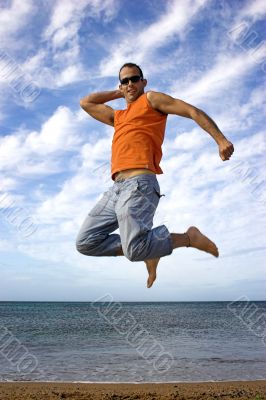 Young active man making a big jump