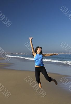 Jumping on the beach.