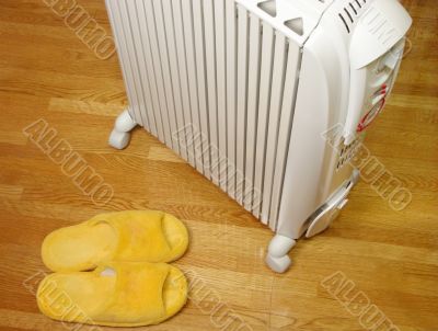 Oil heater and plush slippers