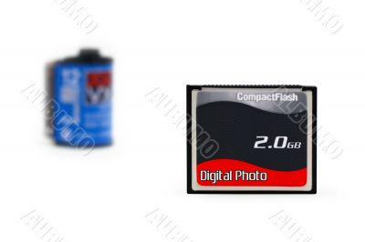 Digital Flash vs. Film (isolated on white)
