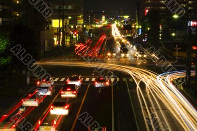 Night crossroad traffic