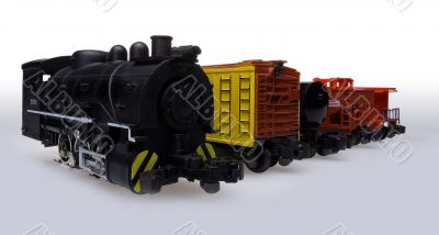 Locomotive and freight cars Locomotive and freight cars