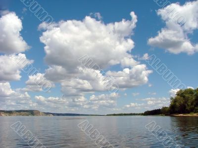 big cloud, river and much big clouds