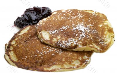 Two pancakes with jam