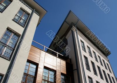 high-rise house on blue sky background