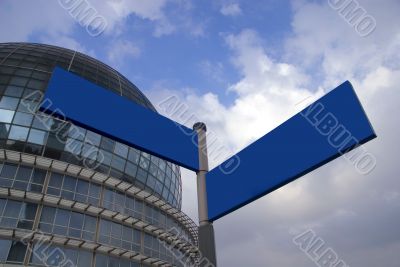 Modern Building with blank street sign