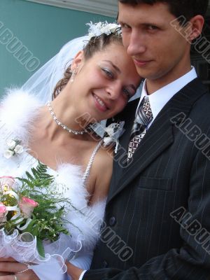 Young happy adult married newlyweds couple