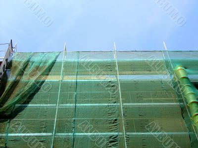 Facade of a under repair house