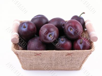 basket full of fresh plums