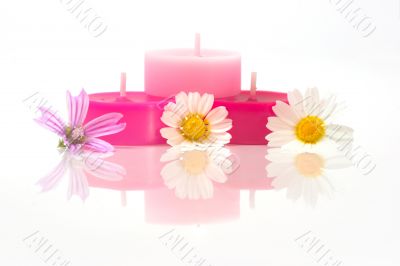 Colorful candles with flowes