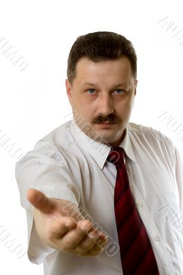 The young man on a white background