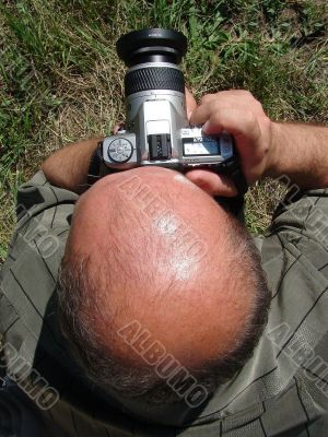 Bald Outdoor Photographer on the mission