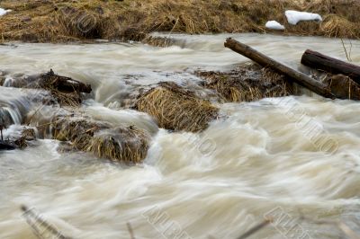 The small falls in a spring wood