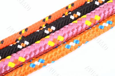 four colorful ropes isolated on white