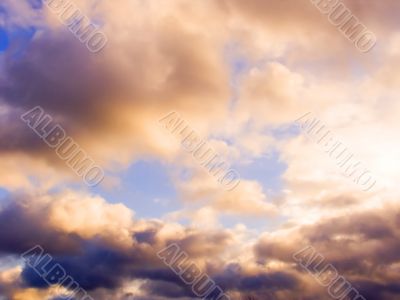 fiery bright clouds in the sky