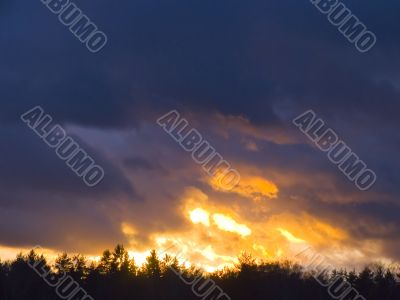  fiery bright clouds in the sky