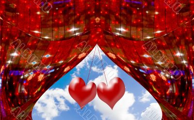 Red abstract curtains