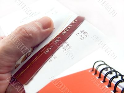 The cash voucher and credit card The cash voucher and credit card