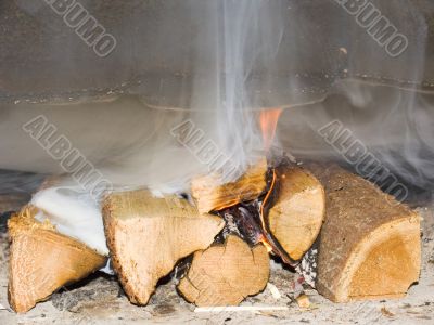 Fire wood burn in a fireplace