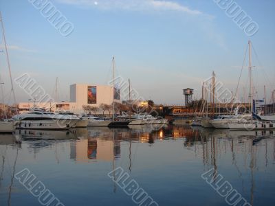 Evening port of Barcelona
