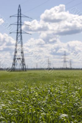 High-voltage line in medow