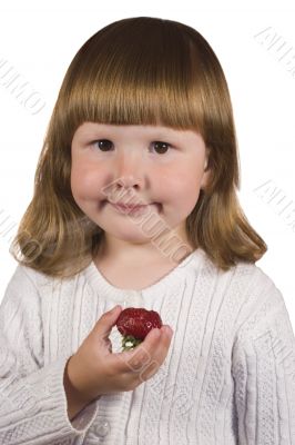 Little girl with strawberry