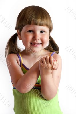 Smiling girl with ponytails