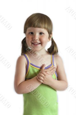 Smiiling girl in green top