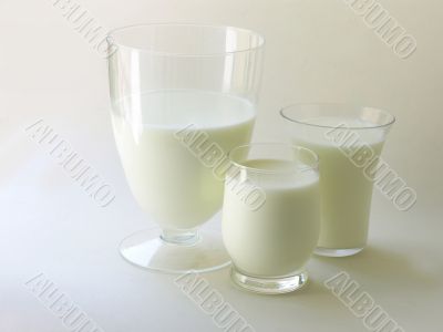 white milk in some glasses white milk in some glasses