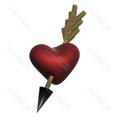 Red heart pierced by an arrow. 3D the image. Red heart pierced by an arrow. 3D the image.