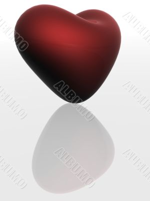 Red heart with reflection. the 3D  image.