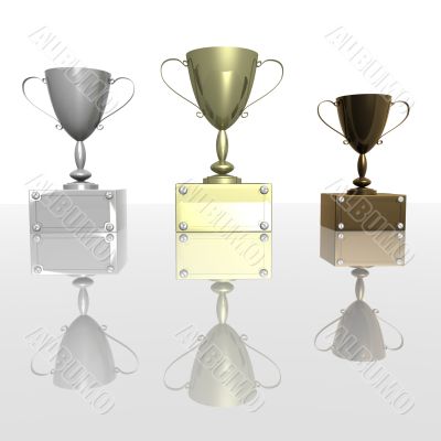 Cups for winners of competitions. the 3D  image.