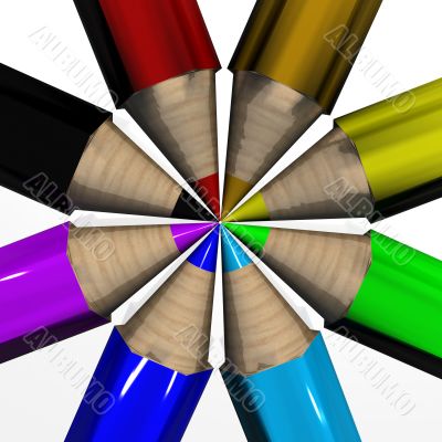 Set of color pencils. the 3D  image.