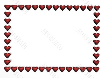 Framework from red hearts. the 3D image