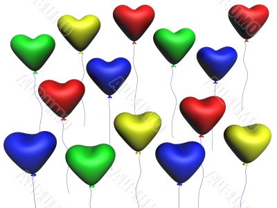 Balloons in the form of heart. the 3D image.