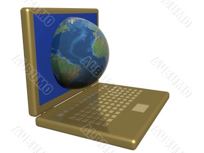 The world in a computer. 3d image.