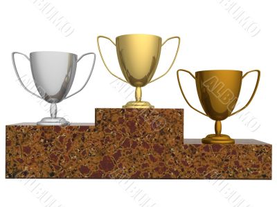 Cups for winners of competitions. the 3D  image.
