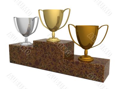 Cups for winners of competitions. the 3D  image.
