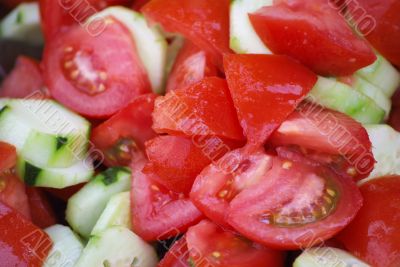 Salad from tomatos and cucumbers