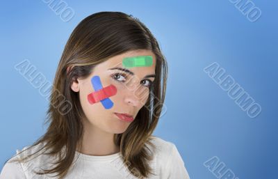 Woman with a cross bandages