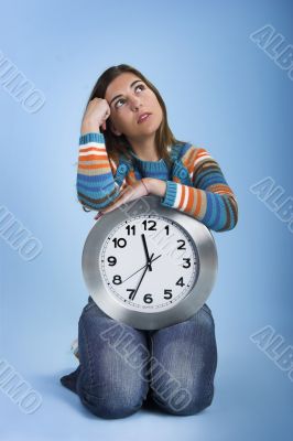 Clock Woman thinking