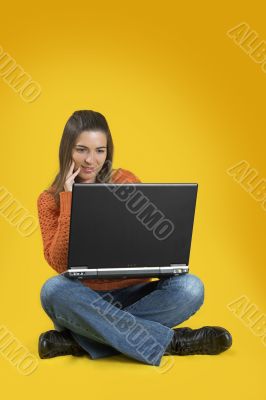 Student woman with a laptop