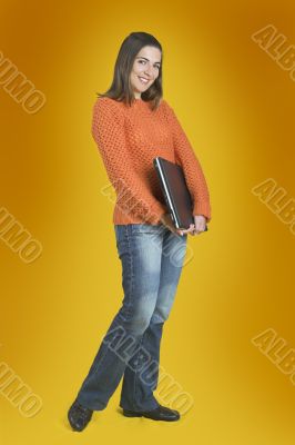 Student woman with a laptop