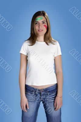 Woman with bandages on the face