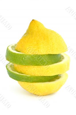 lime lemon on white